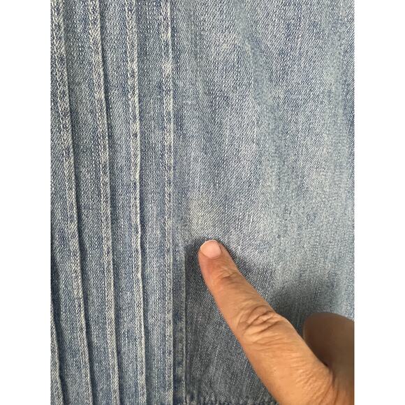 Vintage Denim Maxi Jean Dress Size 10 Short Sleeve Prairie Modest Boho Casual - Picture 4 of 8